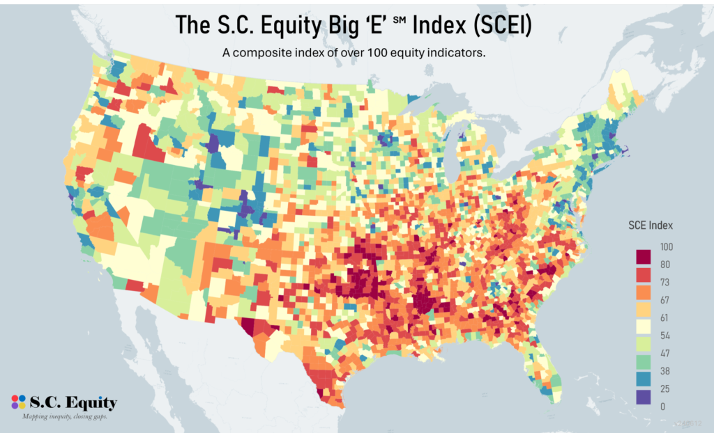 SCEI County Map of over 100 equity indicators.